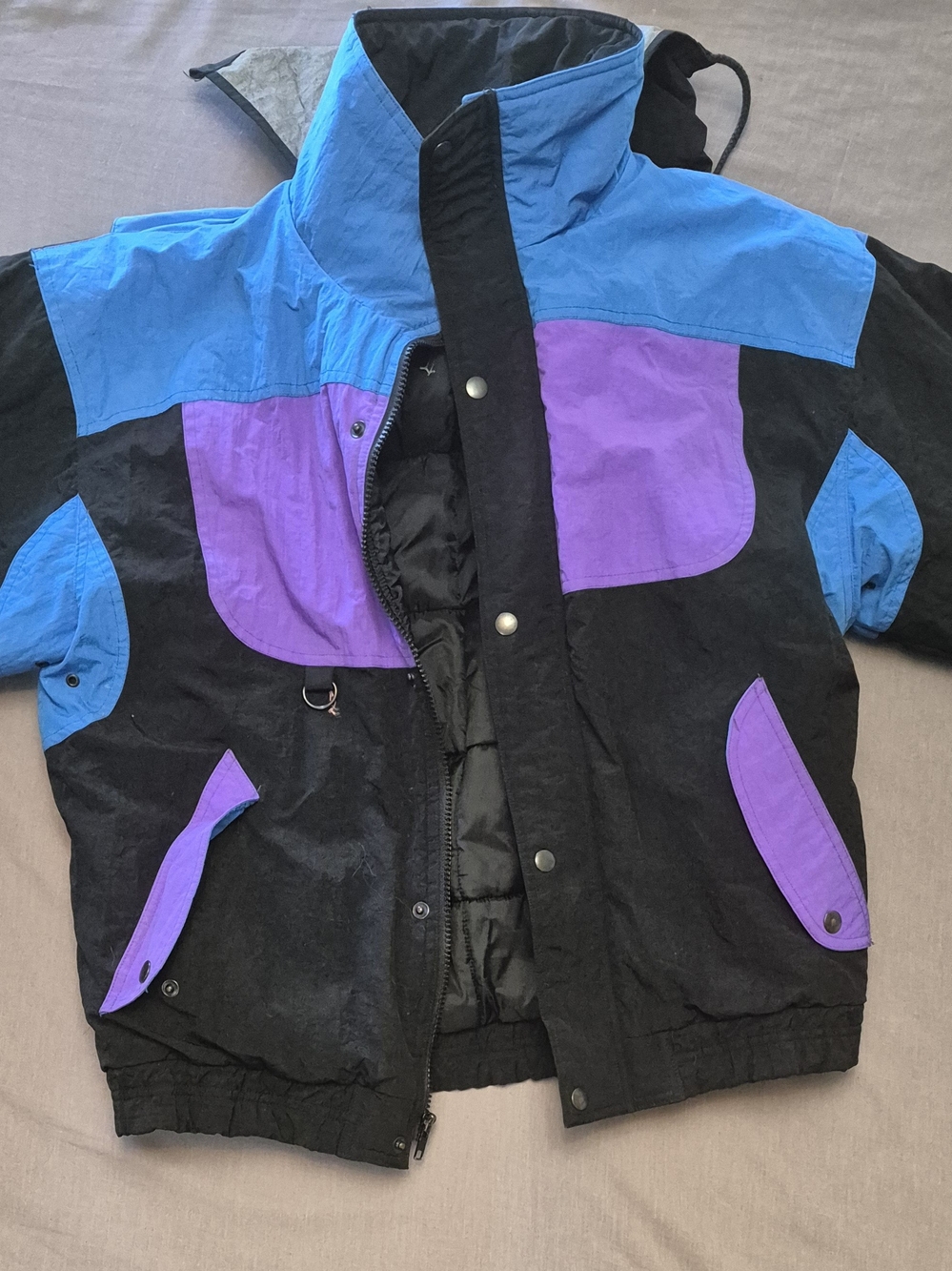 Kids Vintage Credentials Colorblock Purple & Blue Hooded Jacket